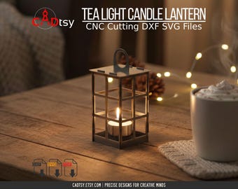 Laser Cut Candle Holder SVG Files • Tea Light Mini Lantern DXF