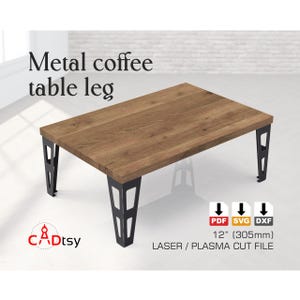 Coffee Table Legs DXF SVG | Industrial 2-Slot Tapered | CNC Plasma/Laser Cut + Bend (12in/20in)
