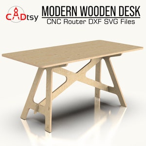 Wooden Table CNC DXF Router Cut File, Plywood Desk cnc Woodworking Plans, Simple Modern Dinner Table DIY cnc Cutting Project Furniture Craft