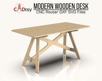 Modern Wooden Table CNC Router Cutting DXF File, Plywood Design Desk Woodworking Plans, DIY Project Furniture Craft