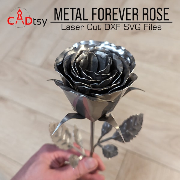 Metallrose DXF, DIY Rose. Sofortiger Download. CNC-DXF-Datei zum Plasmaschneiden