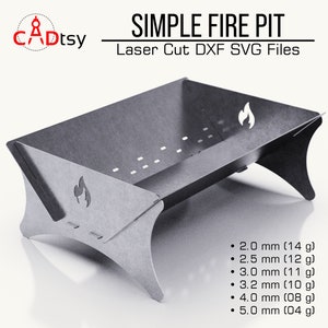 Archivo de corte láser y plasma CNC DXF para fogatas, parrilla portátil y sencilla para exteriores, estufa para acampar, barbacoa, hoguera de jardín