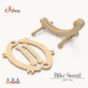 Bike Stand DXF cnc Router Cut Files, Bicycle Floor Rack SVG Plans for CNC, Curved Bicycle Storage Holder, Wooden Plywood Bike Stand