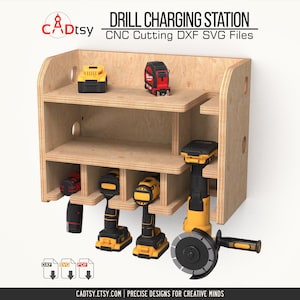Power Tool Charging Station DXF SVG | CNC Router Wall Shelf | Cordless Drill Holder
