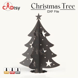 Albero di Natale Taglio laser CNC File DXF/SVG, Decorazione in metallo, Download digitale.