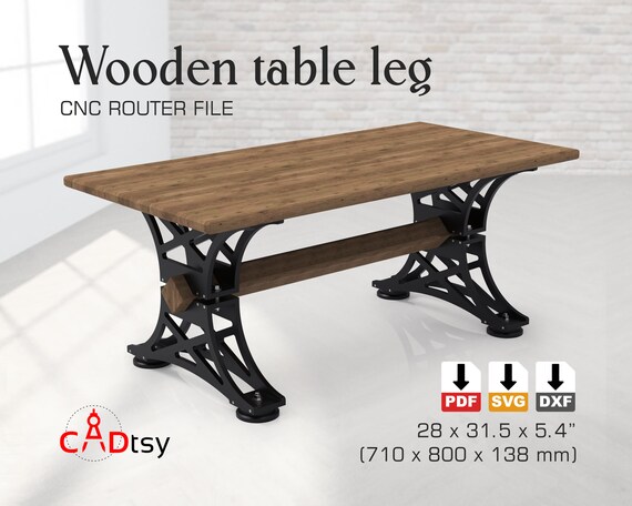 Wooden Industrial Style Table Legs DXF CNC Router File DIY