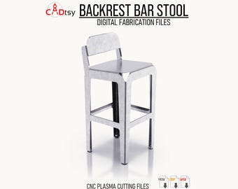 Backrest Bar Stool DXF Files for CNC Plasma Cutting, Sheet Metal Furniture Design