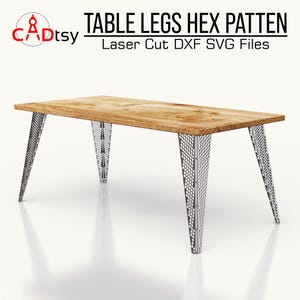 Tischbein-Pläne CNC-Plasma-Schnitt-DXF-Datei. Metall Tischbein Design DXF Laserschnitt Datei. Industrieller Stil Esstisch Hex-Muster-Design