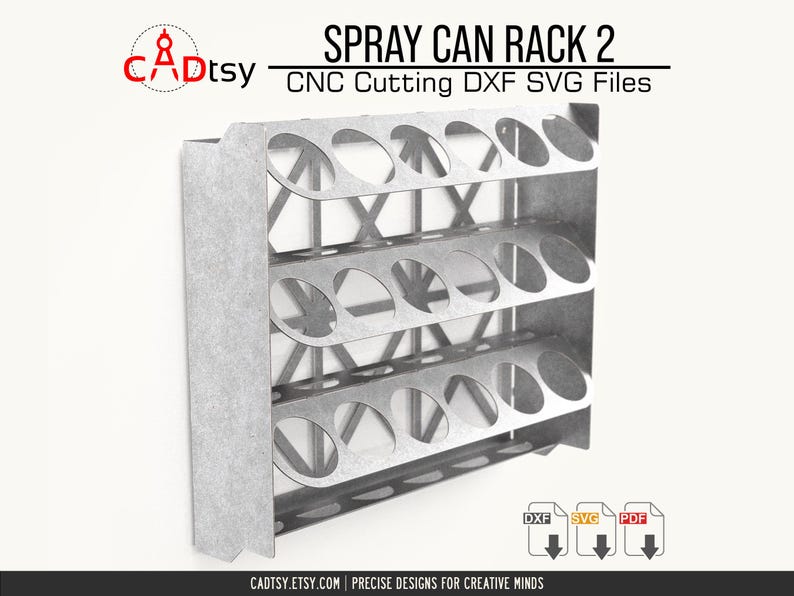 The empty metal spray can holder, showing the precise cutouts and bent design from the DXF files for plasma.