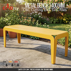 Pliki DXF metalowej ławki do cięcia plazmowego, plany ławki ogrodowej 1400 mm