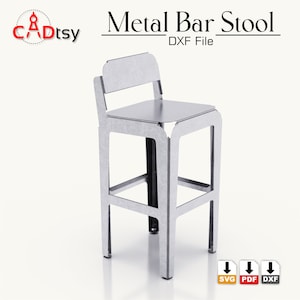 Metall Bar Hocker cnc CDF Dateien. Outdoor Möbel cnc Laser Metallschnitte Pläne. Blech Biegen PDF Zeichnungen.