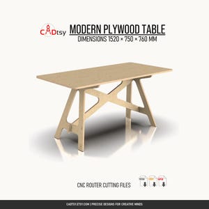 Modern Plywood Table DXF Files for CNC Router, Flat Pack Desk Plans