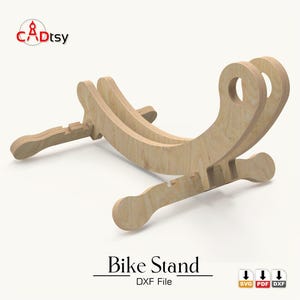 Fietsenrek DXF cnc-router gesneden bestanden, fietsrek SVG-plannen voor CNC, gebogen fietsenstallinghouder, houten triplex fietsenrek