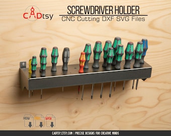 Screwdriver Rack DXF Files for CNC Plasma Cutting, 500mm Wall-Mount Tool Organizer