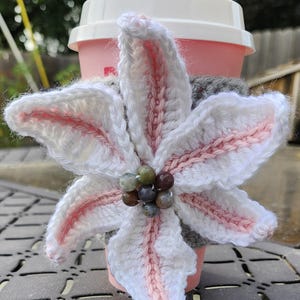 Custom crochet cup cozy.  You choose design.  With reusable cup.