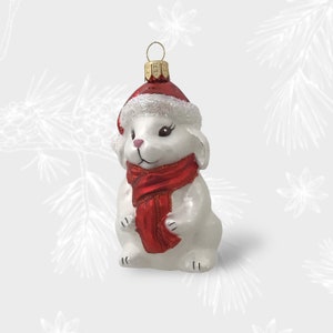 Weihnachtshase, Sammelkugel, mundgeblasene Glasornamente, Christbaumschmuck, handgefertigte Weihnachtsdekoration