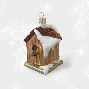 Vogelhaus, Weihnachtsschmuck, Sammelkugel, mundgeblasene Glasornamente, Weihnachtsbaumschmuck, handgefertigt, Heimdekoration
