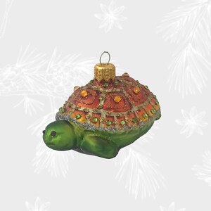 Turtle Jewelry, Christmas Ornament, Blown Glass Ornaments, Collectible Bauble, Christmas Tree Ornament Decorations, Hand Decorated