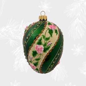 Egg Christmas Ornament, Collectible Bauble, Blown Glass Ornaments, Glass Easter Egg Ornament, Eggs Faberge Style