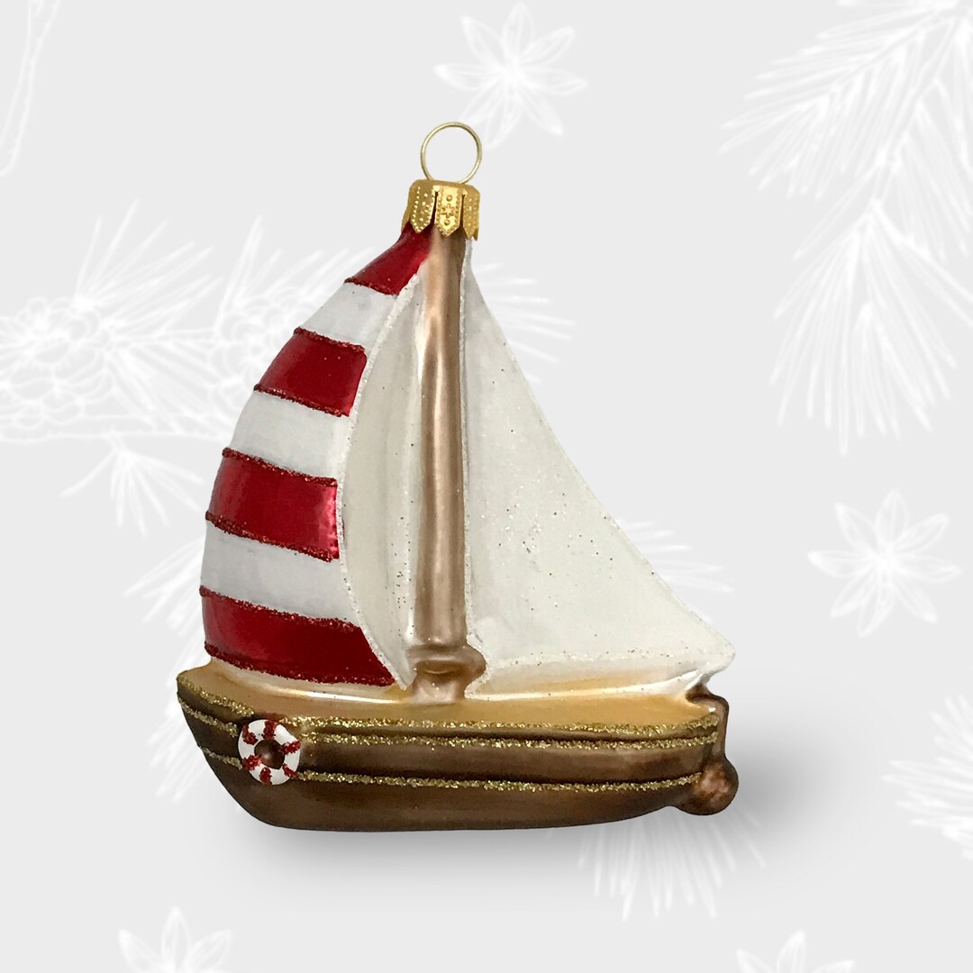 Sailboat, Christmas Ornament, Blown Glass Ornaments, Collectible Bauble