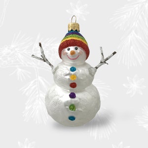 Snowman, Christmas Ornament, Collectible Bauble, Blown Glass Ornaments, Christmas Tree Ornament Decorations, Handmade, Fine European Glass