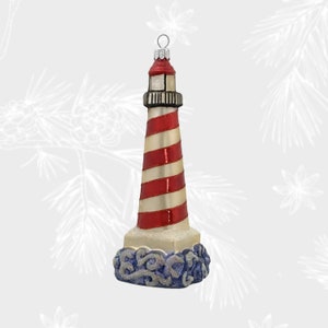 Leuchtturm, Weihnachtsschmuck, Sammelkugel, mundgeblasene Glasornamente, Weihnachtsbaumschmuck, handgefertigter Leuchtturm