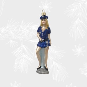 Policewoman, Christmas Ornament, Collectible Bauble, Blown Glass Ornaments, Christmas Tree Ornament Decorations, Handmade in Poland