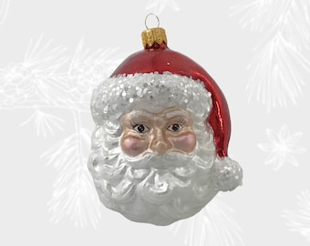 Santa Claus, Christmas Ornament, Collectible Bauble, Blown Glass Ornaments, Christmas Tree Ornament Decorations, Handmade in Poland