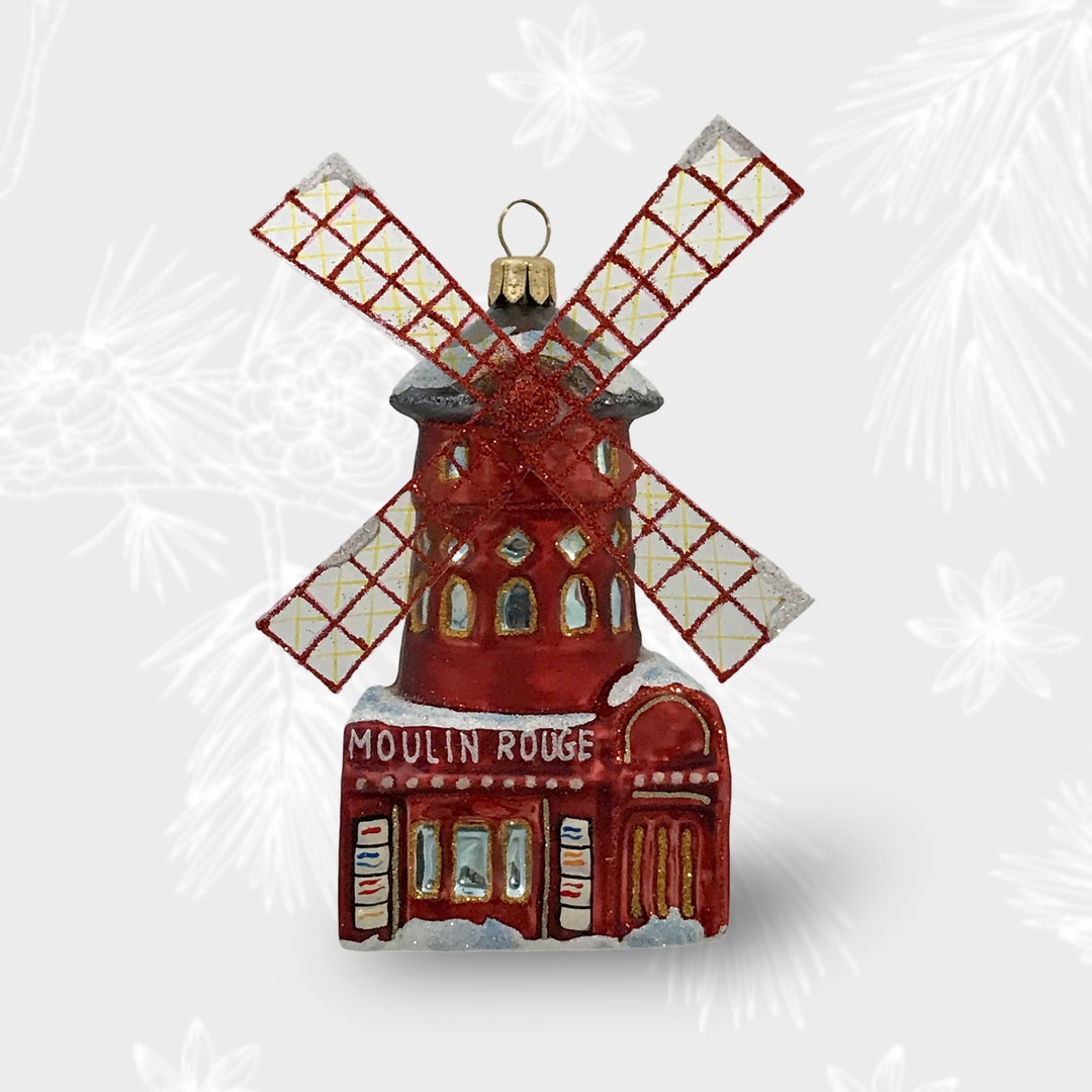 Moulin Rouge Windmill, Christmas Ornament, Collectible Bauble, Blown