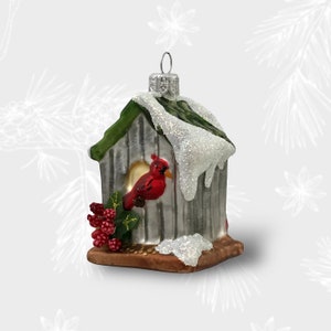 Vogelhaus, Weihnachtsschmuck, Sammelkugel, mundgeblasene Glasornamente, Weihnachtsbaumschmuck, handgemachtes Geschenk, Heimdekoration