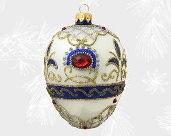 Black Glossy Egg Ornament, Oriental Egg, Glass Christmas Ornament