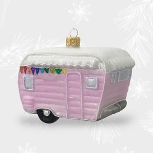 Wohnwagen, Weihnachtsschmuck, Sammelkugel, mundgeblasene Glasornamente, Weihnachtsbaumschmuck, handgefertigt, Heimdekoration