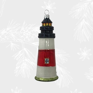 Leuchtturm, Weihnachtsschmuck, Sammelkugel, mundgeblasene Glasornamente, Weihnachtsbaumschmuck, Leuchtturmdekoration