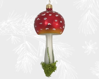 Champignon rouge, ornement de Noël, boule de collection, ornements en verre soufflé, décorations d’ornement d’arbre de Noël, faits à la main, décoration intérieure