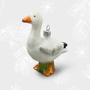 Goose Ornament, White Bird Christmas Ornament, Collectible Bauble, Blown Glass Ornaments, Christmas Ornament Decoration, Handmade in Poland