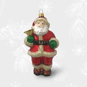 Weihnachtsmann mit Glocke, Weihnachtsschmuck, Sammelkugel, mundgeblasene Glasornamente, Weihnachtsbaumschmuck, handgefertigtes Glas