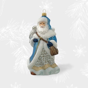 Polar Santa Claus with Owl, Glass Santa Claus, Father Christmas, Christmas Santa Claus, Santa Xmas, North Pole Santa Claus, Mr Santa Claus