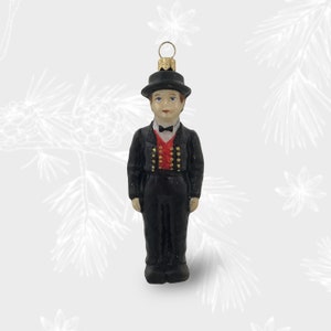 Hombre con traje típico, adorno navideño, adorno coleccionable, adornos de vidrio soplado, adornos para árbol de Navidad, hecho a mano en Polonia.
