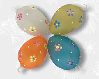 Blown Glass Easter Egg, Handmade Glass Egg, Set of 4 - Spring Decoration, Easter Basket Eggs Vivid Pastels Colors