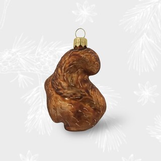 Ornamento Natalizio Scoiattolo In Vetro Soffiato A Mano - Decorazione Albero Di Natale, 8.6x6.3x11.2 Cm