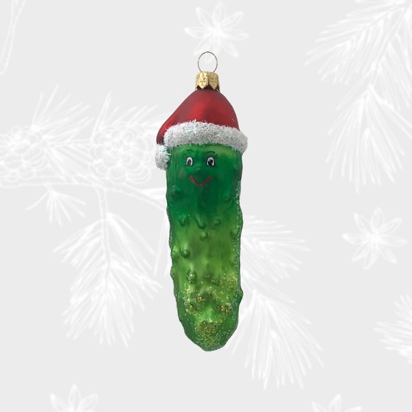 Cucumber in a cap, Christmas Ornament, Collectible Bauble, Blown Glass, Christmas Tree Ornament Decorations, Handmade, Decoration Home
