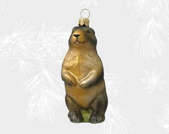 Marmot, Christmas Ornament, Collectible Bauble, Blown Glass Ornaments, Christmas Tree Ornament Decorations, Handmade in Poland, Unique Gift