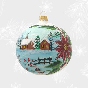Poinsettia Ball, Christmas Ornament, Collectible Bauble, Blown Glass Ornaments, Christmas Tree Ornament Decorations, Handmade,HomeDecoration