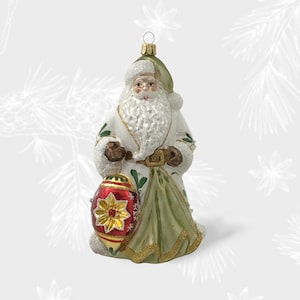 Santa Claus with a bauble, Christmas Ornament, Collectible Bauble, Blown Glass Ornaments, Christmas Tree Ornament Decoration, Handmade Glass