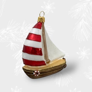 Sailboat, Christmas Ornament, Blown Glass Ornaments, Collectible Bauble