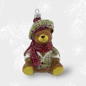 Mr. Bear, Glass Christmas Ornament, Collectible Bauble, Blown Glass Ornaments, Christmas Tree Ornament Decorations, Handmade In Poland