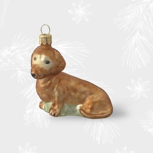 Dackel Hund, Sammelkugel, mundgeblasene Glasornamente, Christbaumschmuck, handgefertigt in Polen