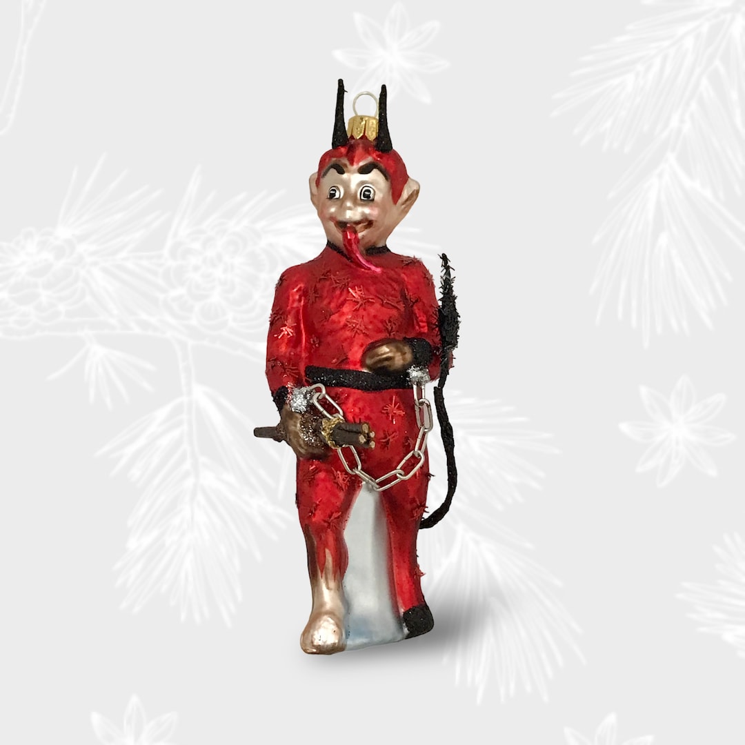 Krampus the Christmas Devil, Red Krampus Ornament, Blown Glass