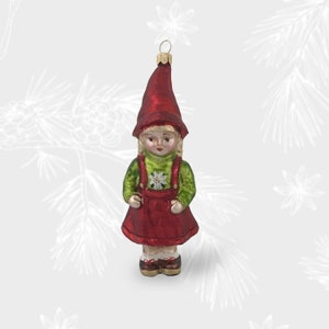 Alpenmädchen, Weihnachtsschmuck, Sammlerkugel, mundgeblasene Glasornamente, Christbaumschmuck, handgefertigt in Europa