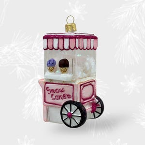 Schneekegelmaschine, Weihnachtsschmuck, mundgeblasene Glasdekorationen, Sammelkugel, Weihnachtsbaumschmuck, handgefertigt in Europa